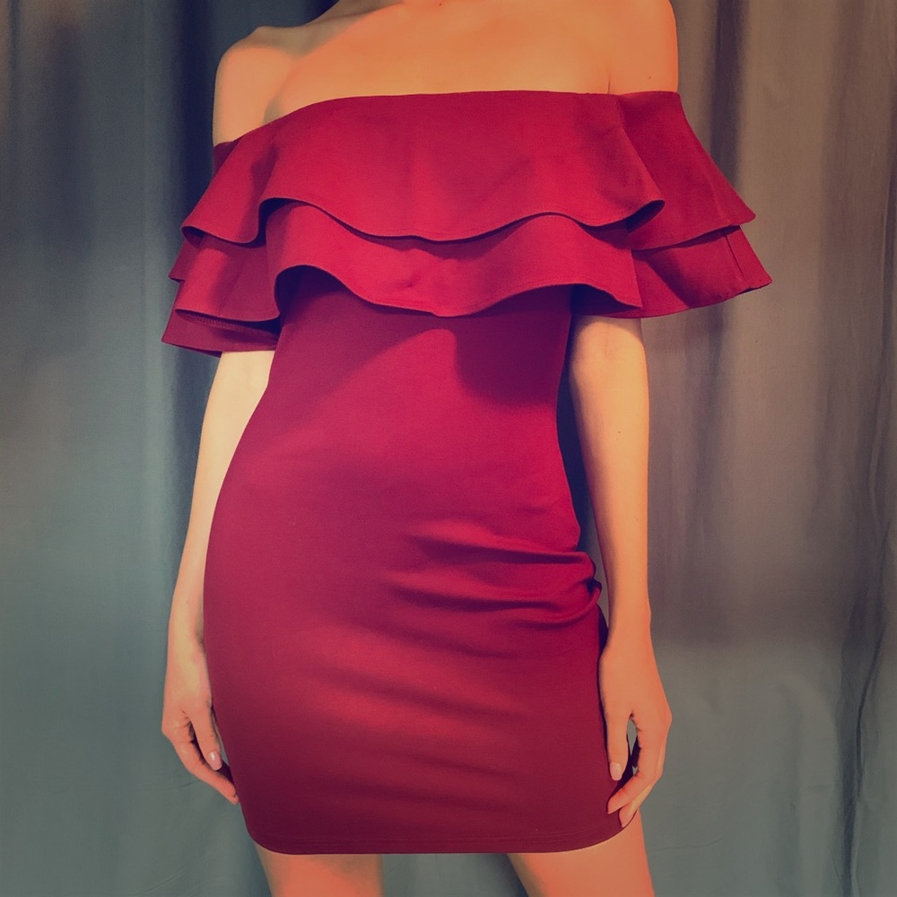 Burgundy mini dress